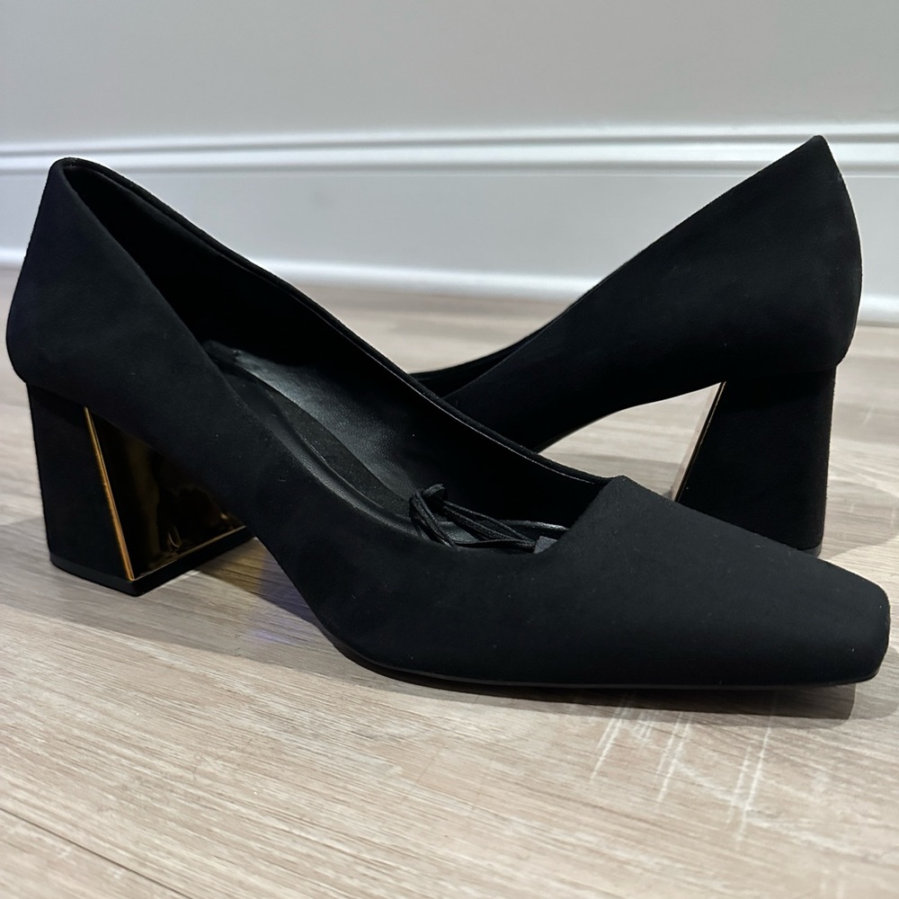 ZARA Block Suede Heel High Heels - Black Size 9 Women’s